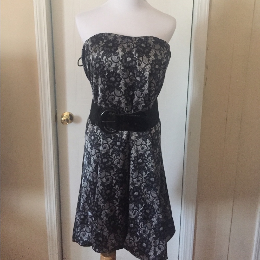 Black and silver sweetheart bubble hem dress 2X